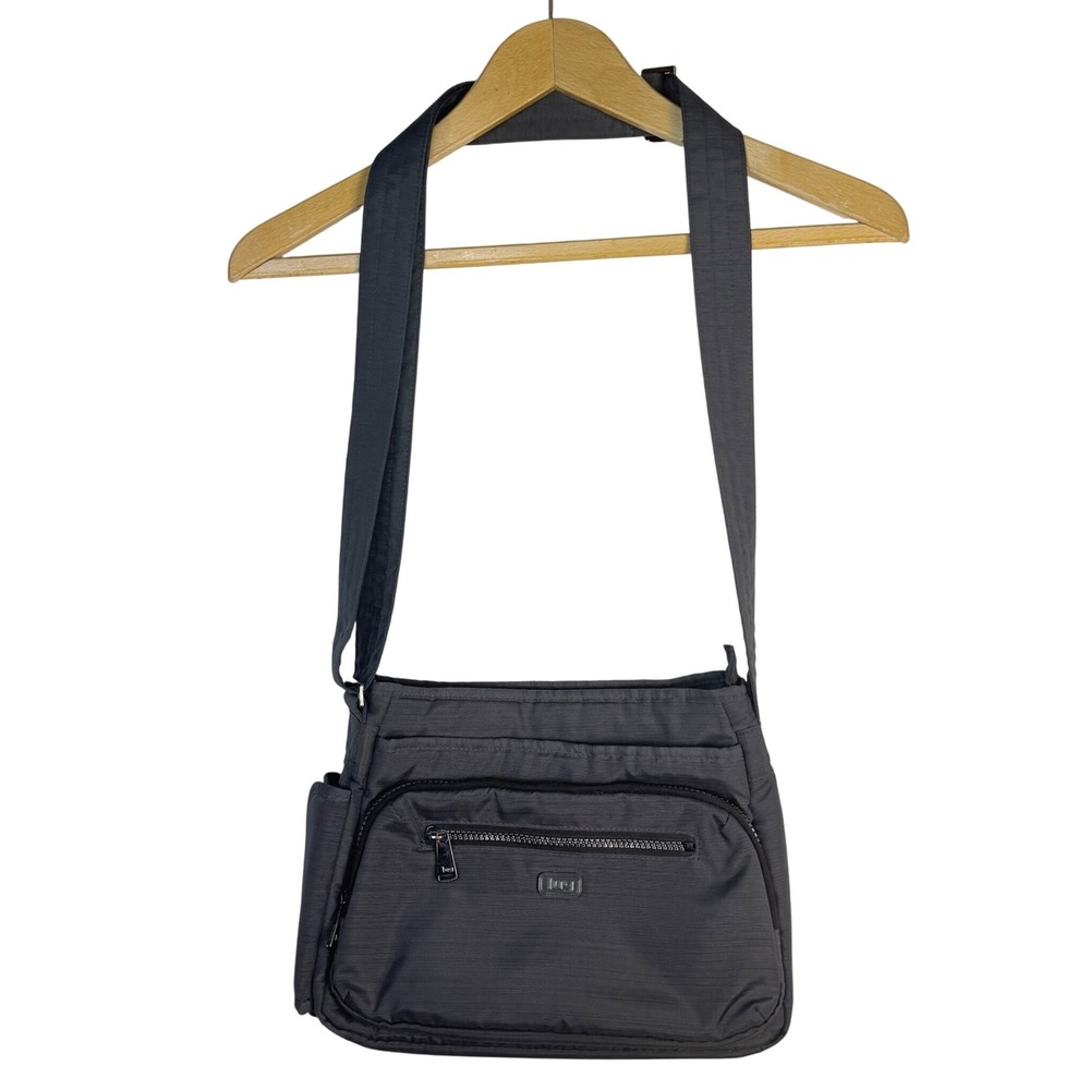 Lug Infinity Shimmy Crossbody Bag Charcoal Gray RFID Purse Pocket Organizer